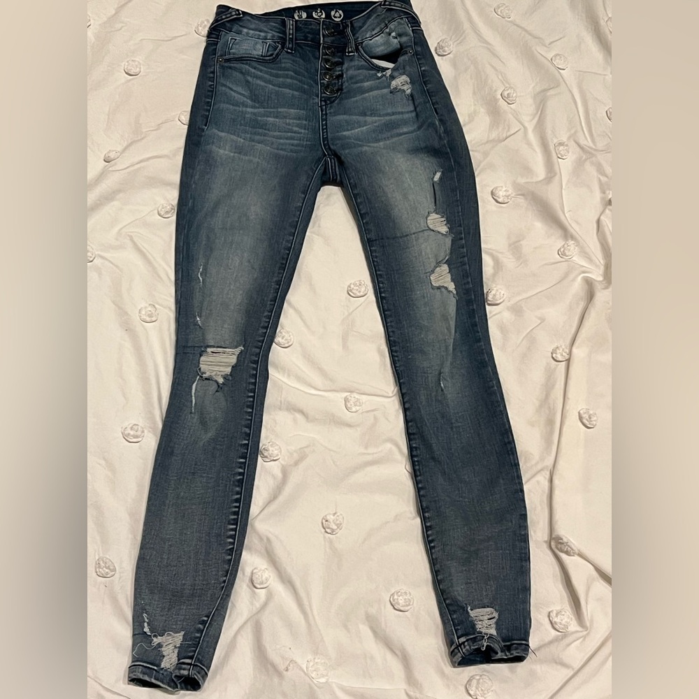 Rewash Women's Distressed Blue Jeans